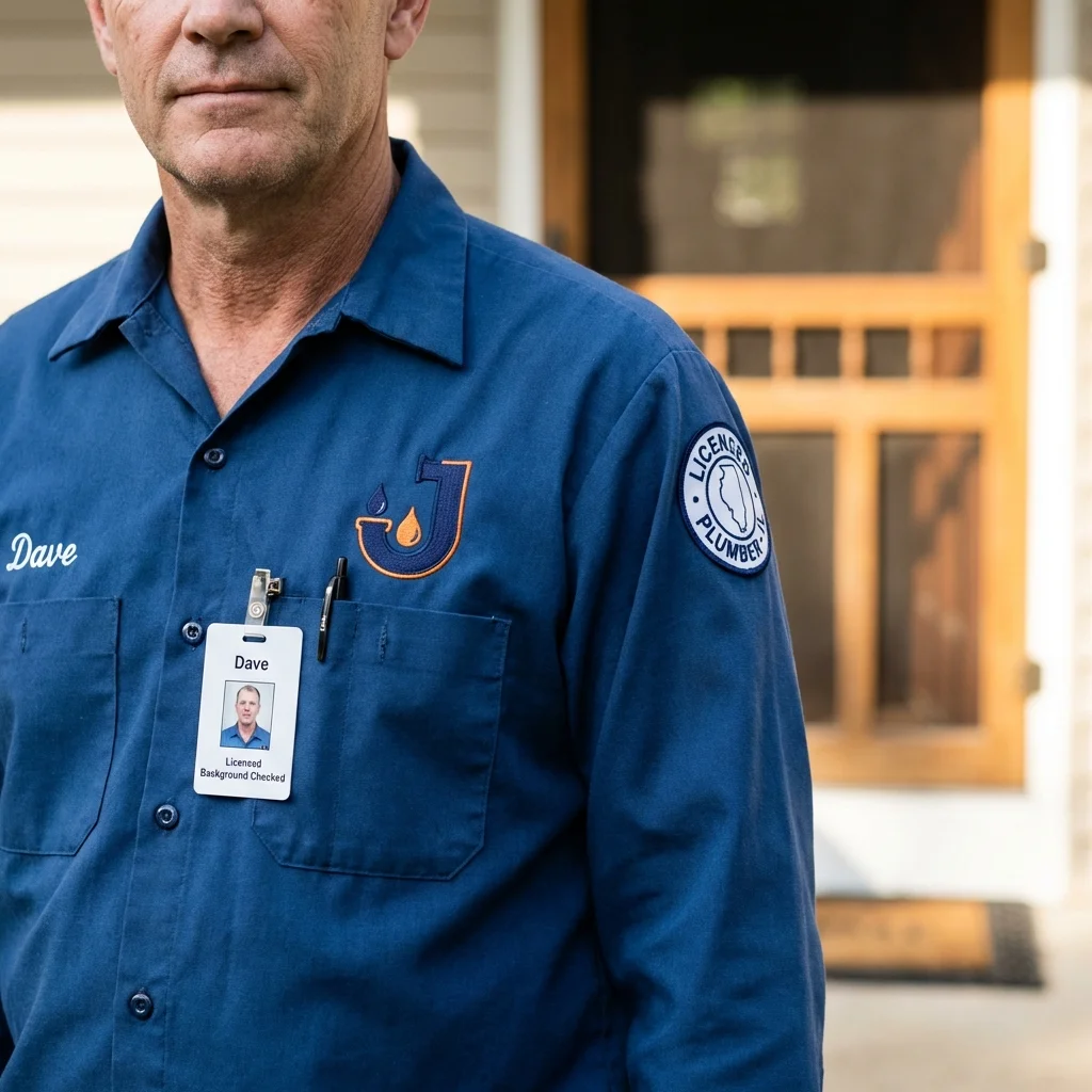 Licensed plumber showing ID badge in Mount Carmel, IL