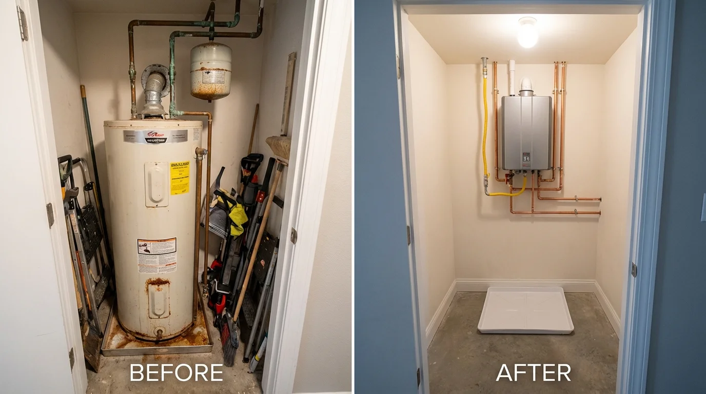 Tank water heater versus wall-mounted tankless unit comparison for Mount Carmel, IL homeowners